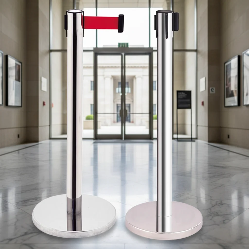 【Professional Use】Stainless Steel Crowd Control Stanchion Barrier Fence Retractable Belt Stanchion Custom Color 900mm Height SC0