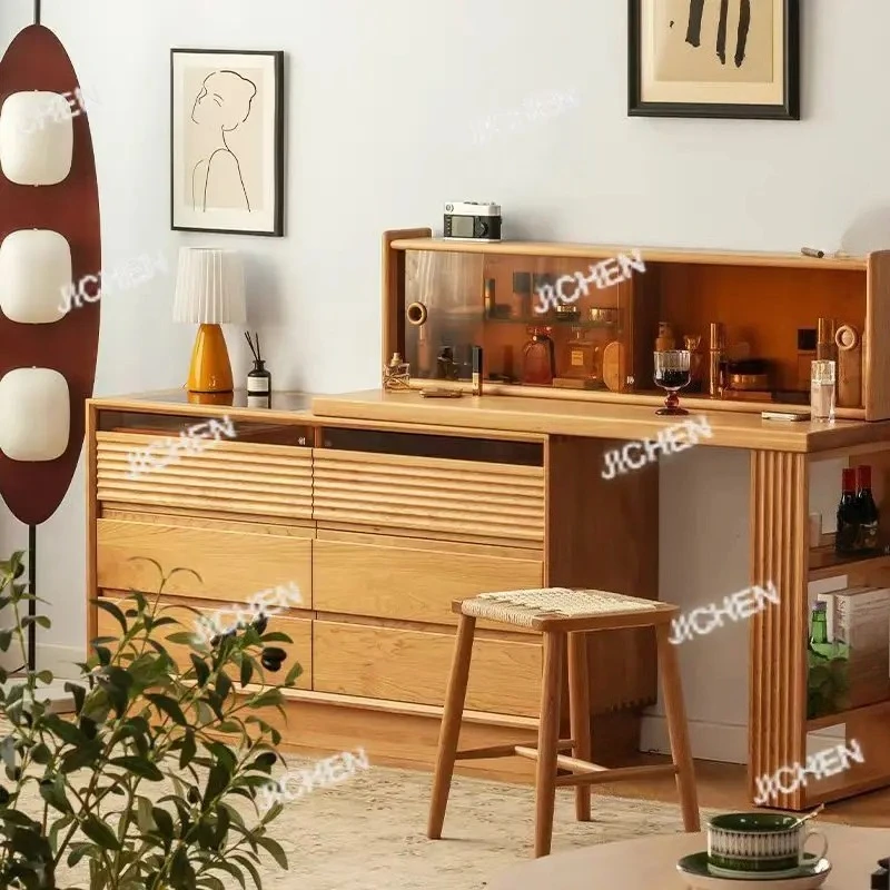 

Cherry wood dressing table Small apartment solid wood chest dressing table Integrated bedroom dressing table Bedside cabinet