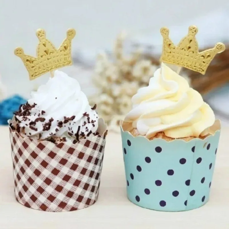 50 teile/los goldene Prinzessin Krone Kuchen Topper Party Cupcakes wählen Hochzeit Geburtstag Dekoration Zubehör