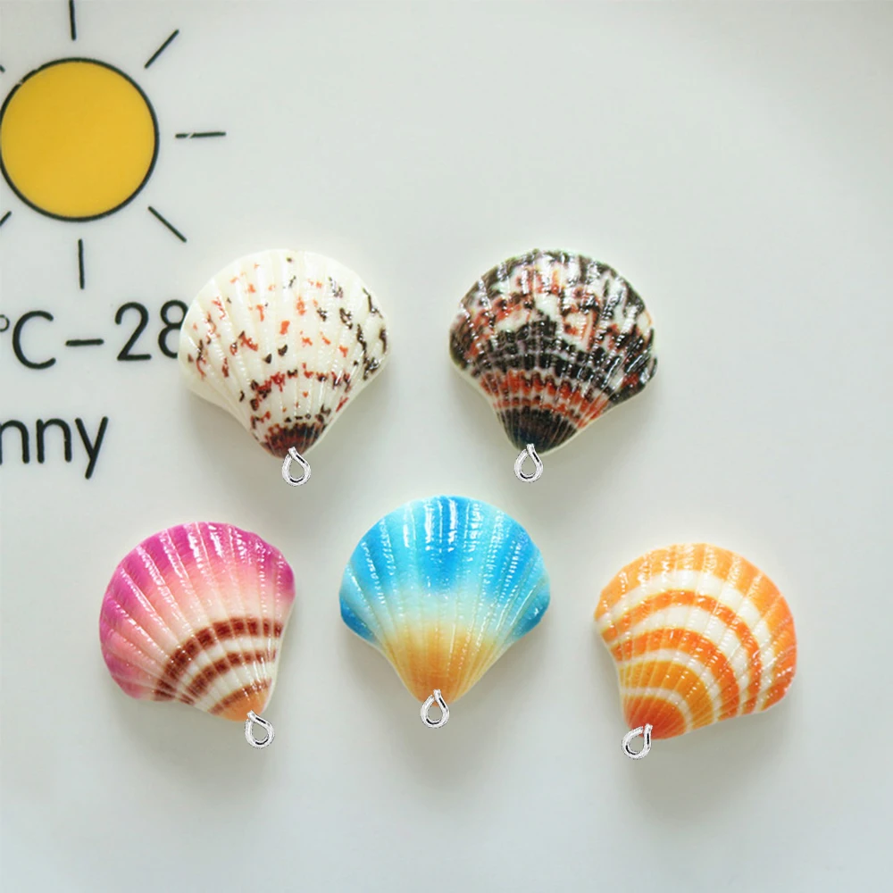 10PCS Shiny Colored Seashells Series Flat Back Charms For Earrings Bracelet Hairpin DIY Jewelry Pendants Decoration Accessories