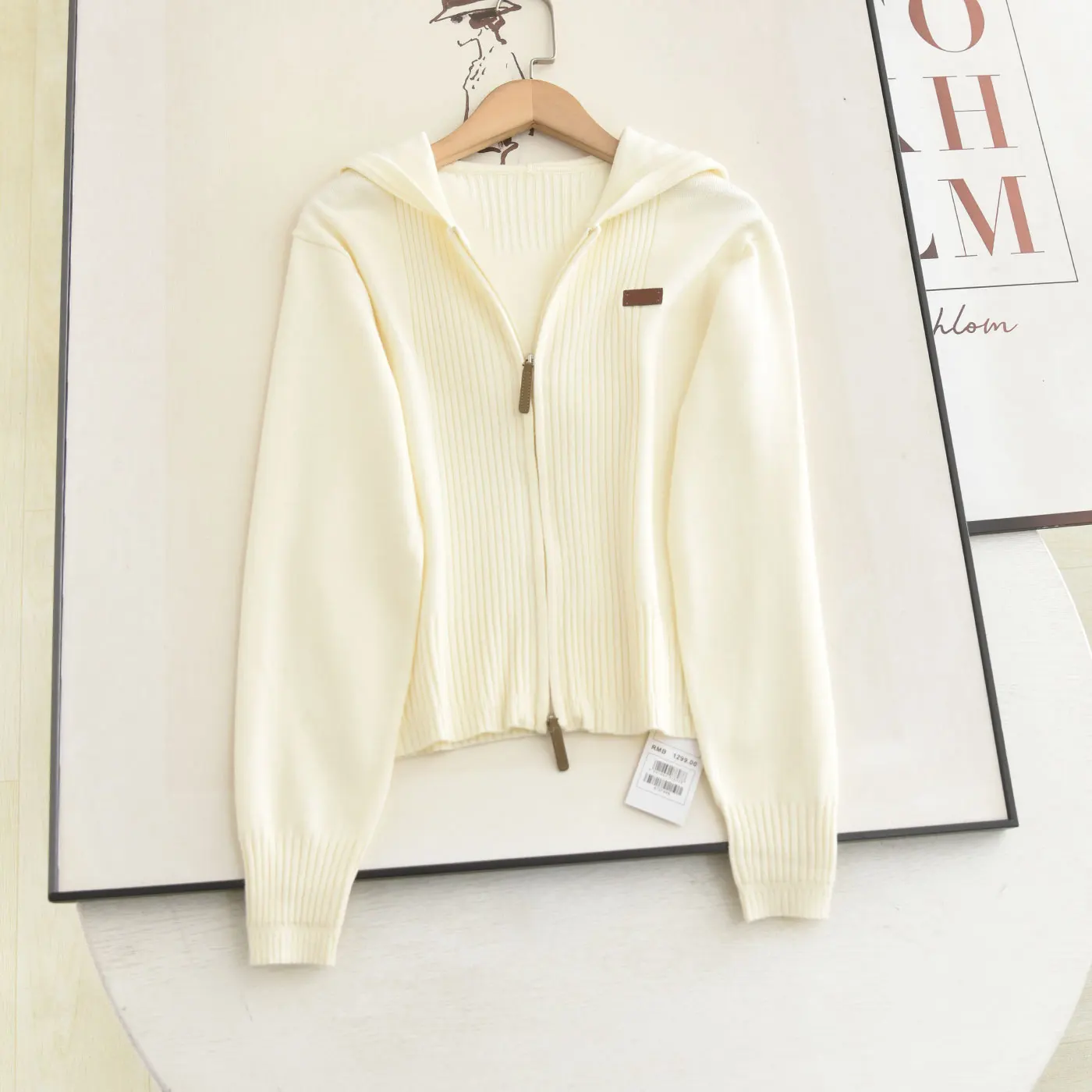 

Весна 2026, женский вязаный открытый кардиган, свитер с двойной молнией, простой утягивающий длинный свитер с капюшоном, повседневная мода