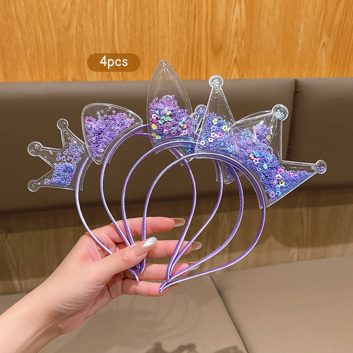 

4-фиолетовые повязки на голову с зыбучим песком, простые и милые аксессуары для волос, подходящие для ежедневного использования.