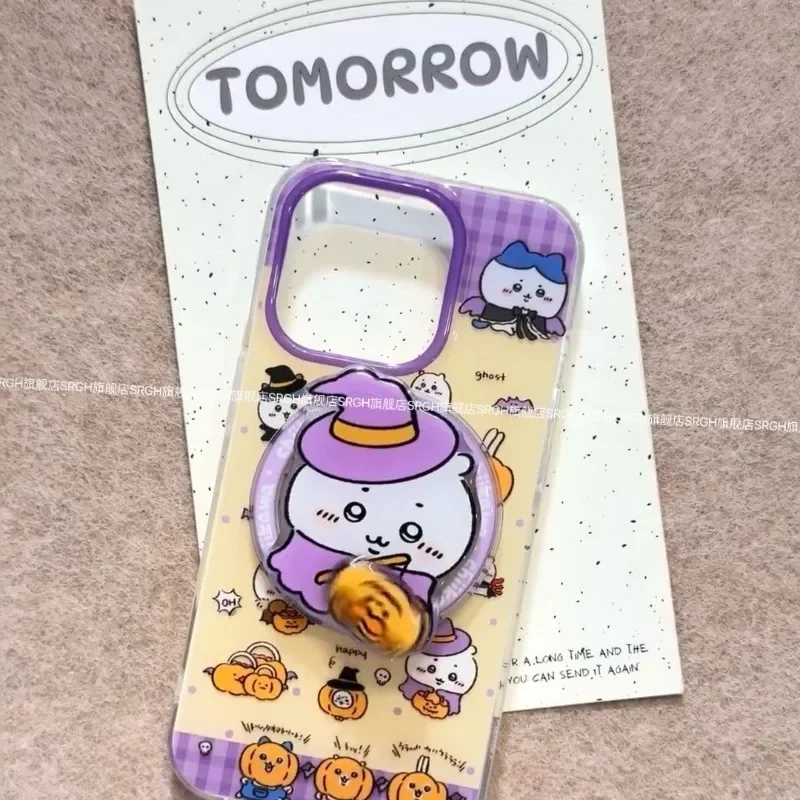 Cartoon anime Chiikawa phone case Halloween cos hachiware magnetic bracket decoration new Apple iPhone16Promax/15Pro/14plus/13