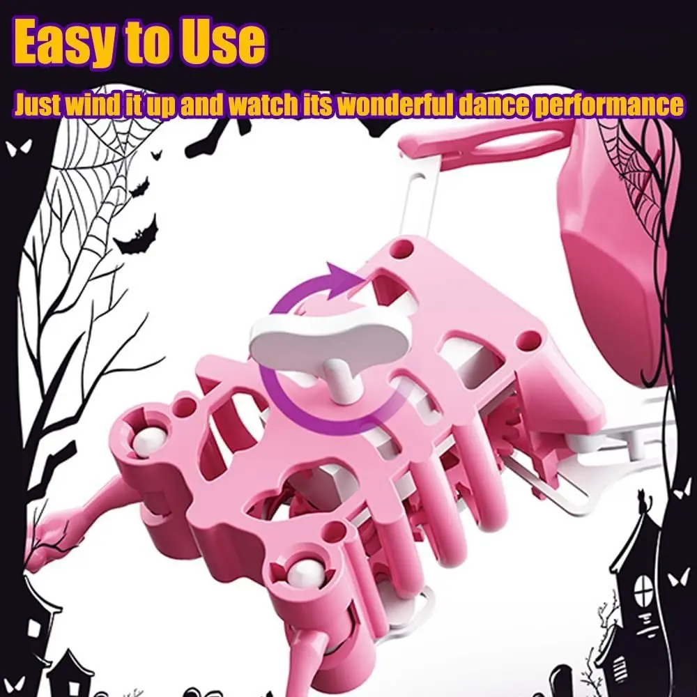 Dancing and Swinging Skull Toy Dancing Skeleton Wind Up Skeleton Clockwork Lighted Action Figure Articulated Flexible Skeleton
