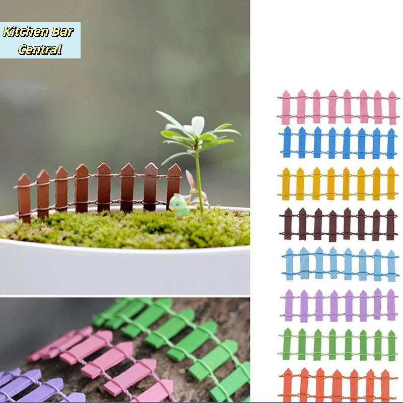 【5Pcs Random Miniature Small Wood Fence DIY Fairy Garden Micro Dollhouse Gates Decor】