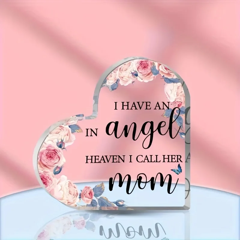Regalo conmemorativo para la pérdida de madre, flores, corazón, regalo de simpatía, regalo para mamá en el cielo, adorno conmemorativo para mamá, amado, un pasado, 1 ud.