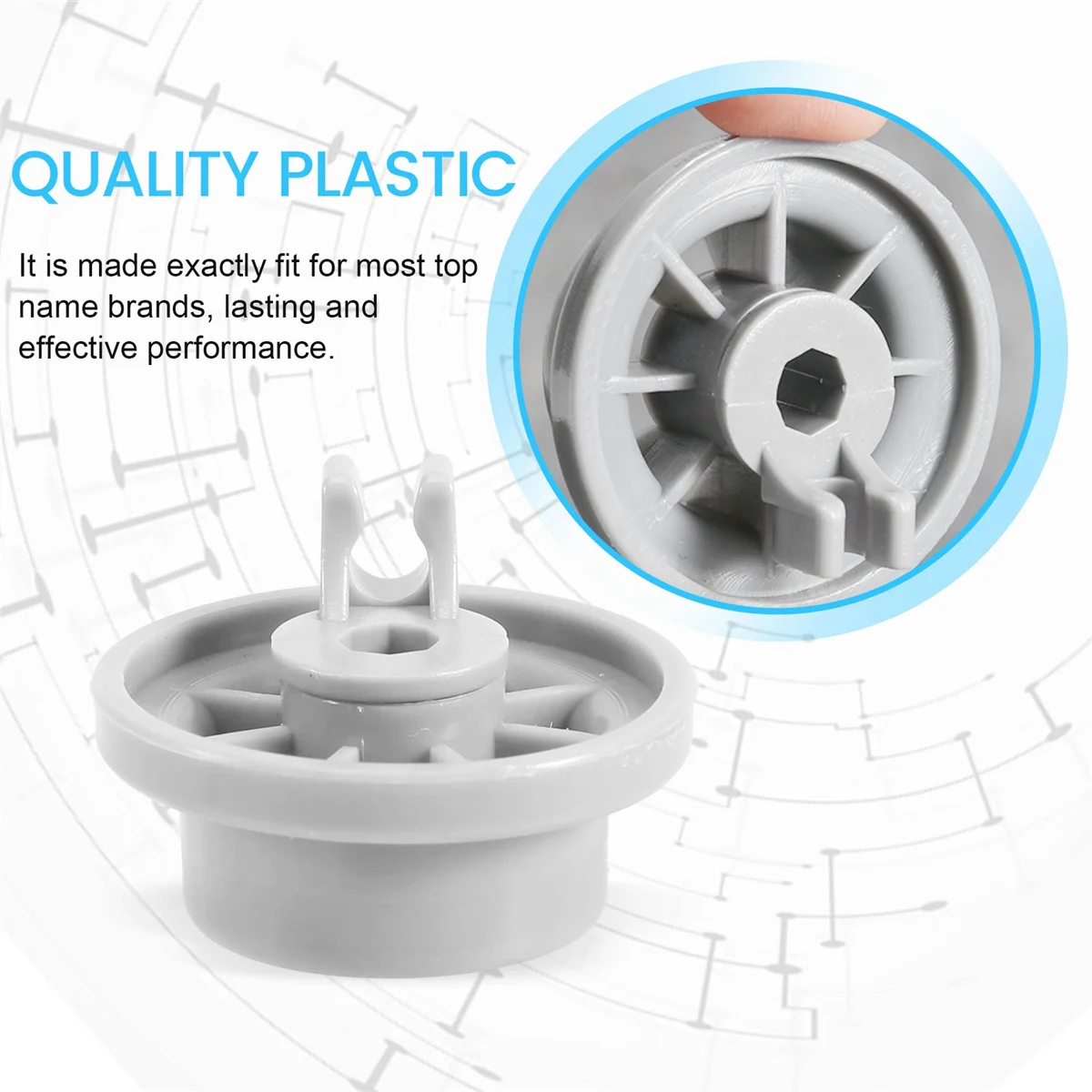 Máquina de lavar louça Lower Rack Wheel Substituição, Substituição Parte Fit para Bosch e Kenmore Louças, Substitui 420198, AP2802428, 165314, 4Pack