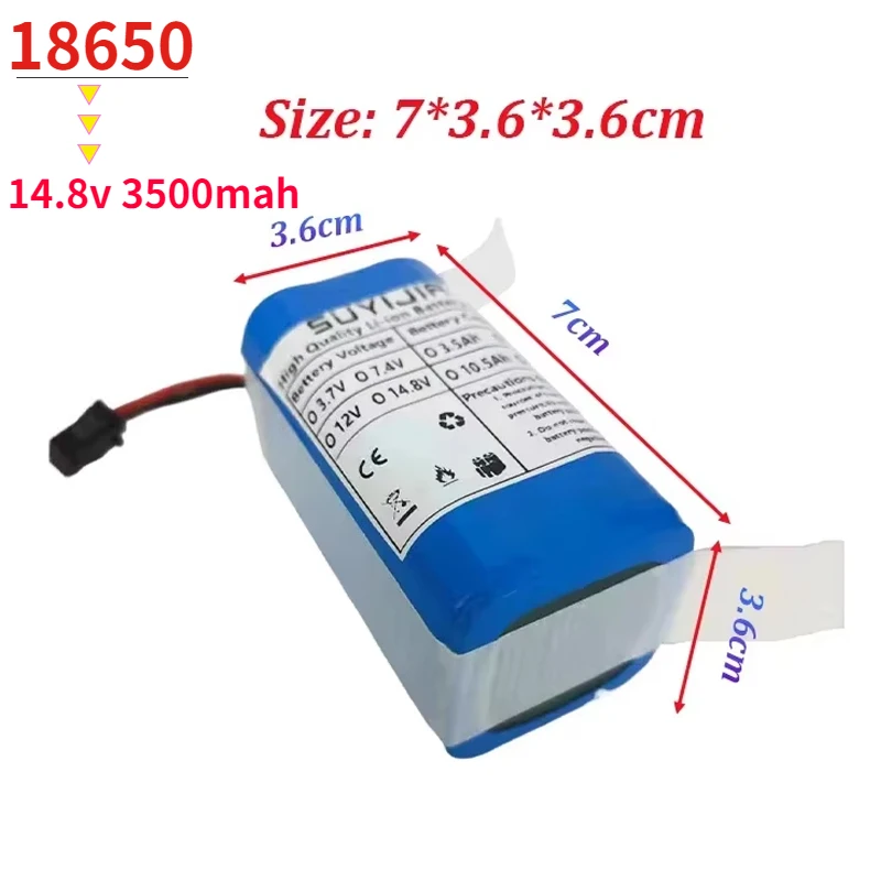 14.8V 3500mAh 4S1P 18650 Rechargeable Lithium Battery Built-in BMS for Xiaomi Robot Vacuum Cleaner Vacuum Cleaner Backup Battery