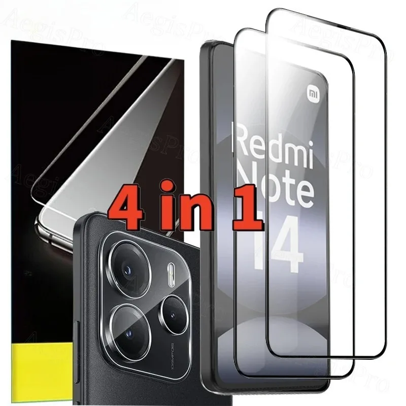 Защитное стекло 4 в 1 с антибликовым покрытием из закаленного стекла для Xiaomi Redmi Note 15 Pro 14 13 5g 4g, высококачественное стекло
