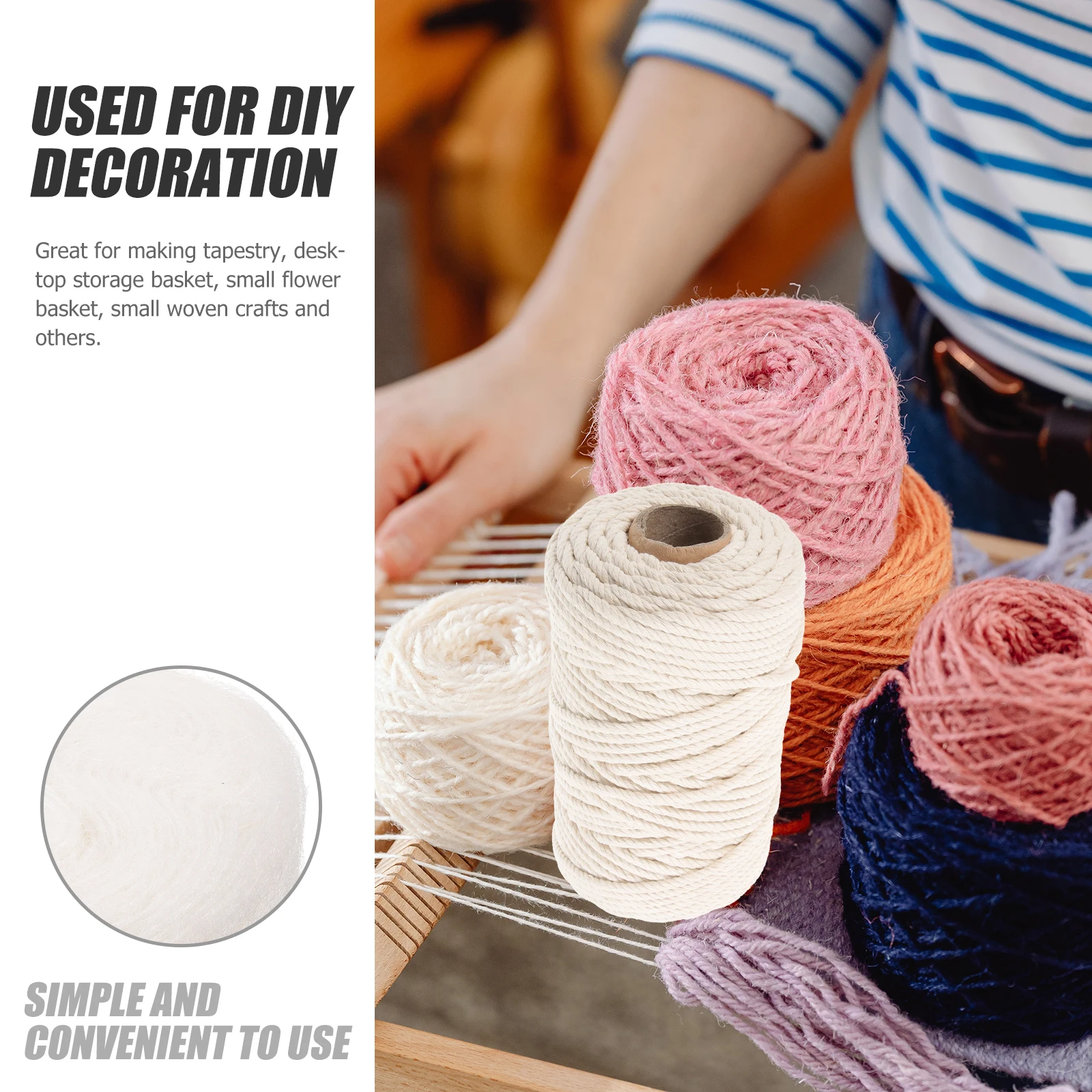 

1 Roll 5Mm Macrame Cotton Craft Woven Thick Durable For Wall Hanging Tapestry Diy Storage Baskets Flower Basket Woven Crafts