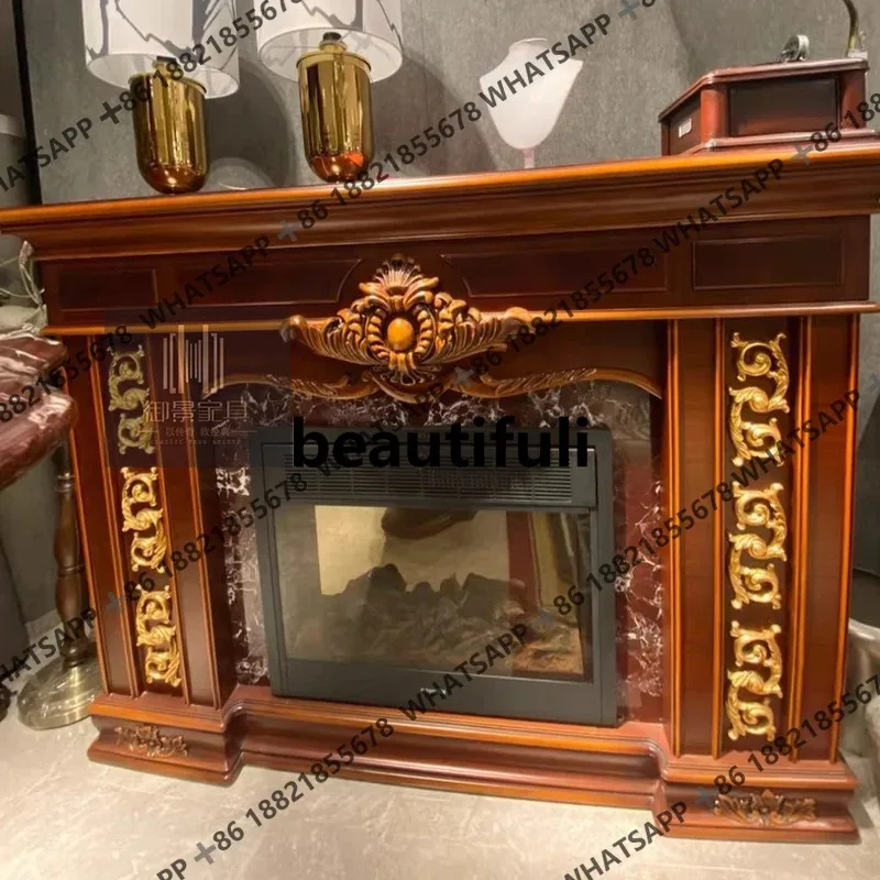 

H European solid wood fireplace rack American retro decorative cabinet solid wood fireplace cabinet heating furnace core