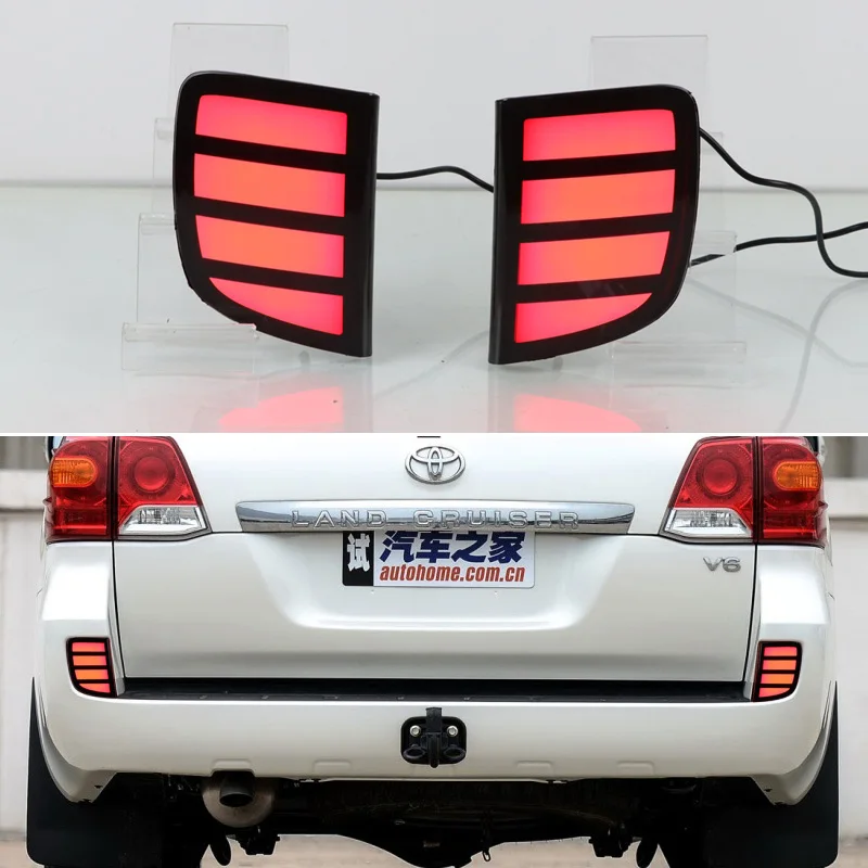 

LED Rear Fog Lamp For Toyota Land Cruiser LC200 2008 - 2015 Car Bumper Brake Light Reflector 3 in 1 Functions Signal Indicator