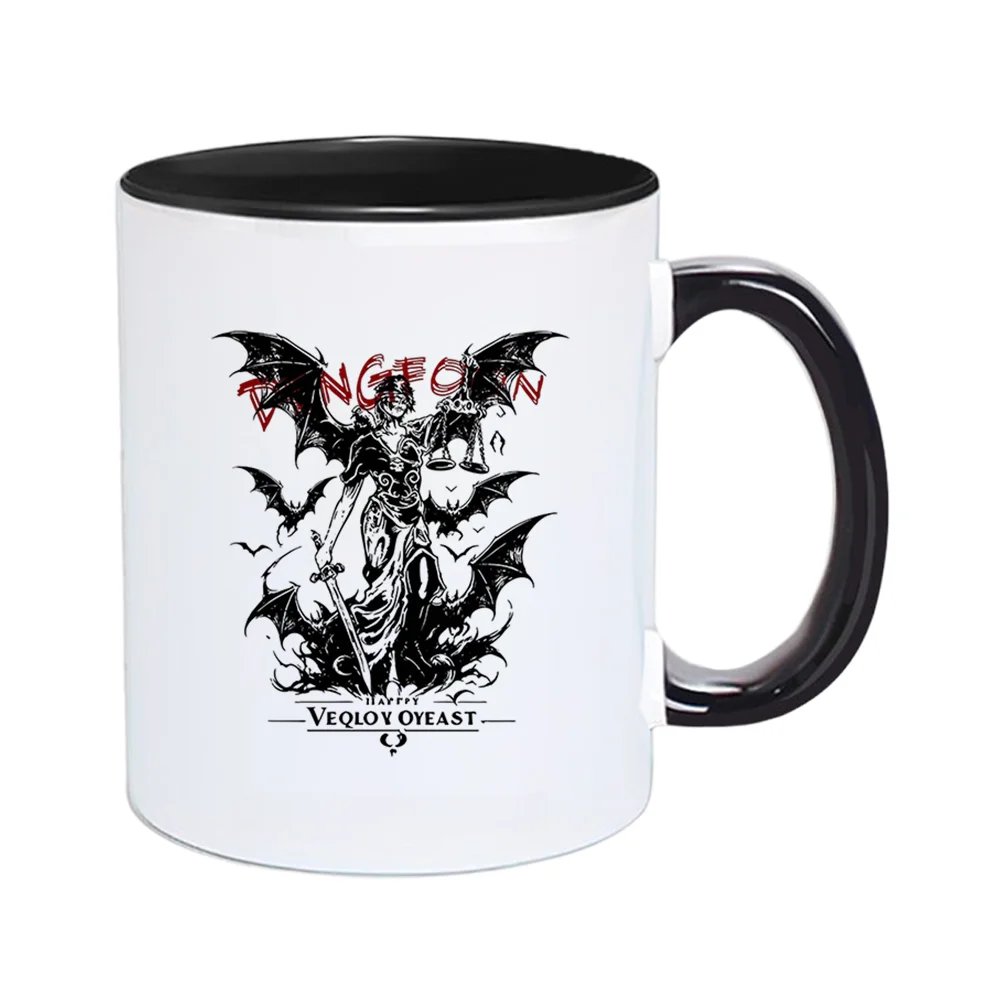 11oz VENGEANCE Graphic Ceramic Coffee Mug with Bat Design Gothic Art Tableware for Home Office Birthday Party Holiday Present Ch
