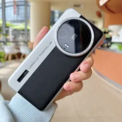 Case For Xiaomi 15 14 13 Ultra Camera Simple Lens Large Hole Leather Texture Cover For Xiaomi 15 14 13 Ultra Shockproof Bumper
