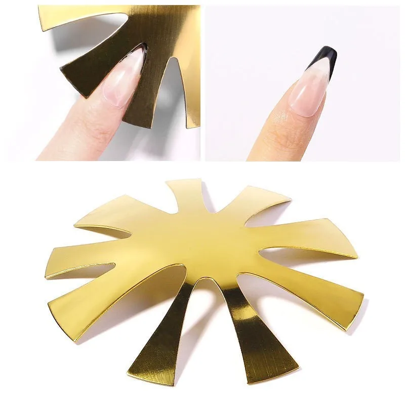 Nail Cutter Plate French Style V-Shape Stainless Steel 1pc French Nail Art Edge Trimmer Cut U Shape Manicure Tools For Nails #（*