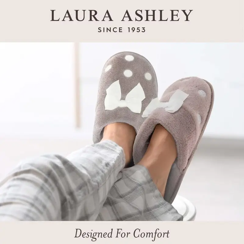 نعل داخلي من Laura Ashley للسيدات من القطيفة على شكل حرف A من إسفنج الذاكرة، مقدمة مغلقة، تصميم بدون ظهر خفيف الوزن ومتين
