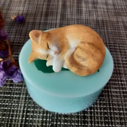 DW0146 PRZY Kitten Sleeping Cat Mini Cat Mold Silicone Soap Mould Handmade Soap Making Molds Candle Mold Silicone Resin Clay