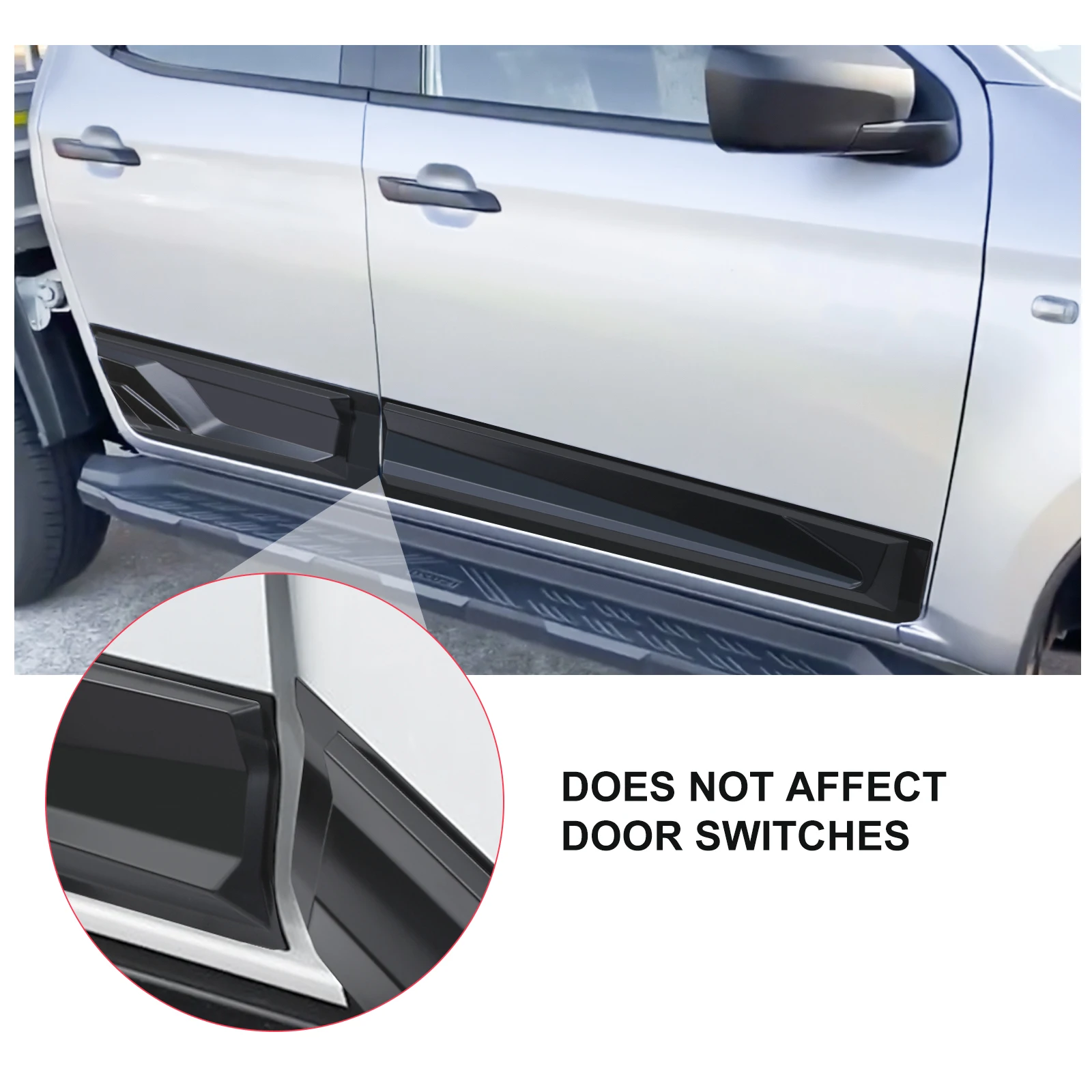 4PCS Door Side Body Cladding Sill Moulding Trims Bar Plate For Isuzu D-Max 2020 20212022 2023 2024 Car Double Cabin Accessories