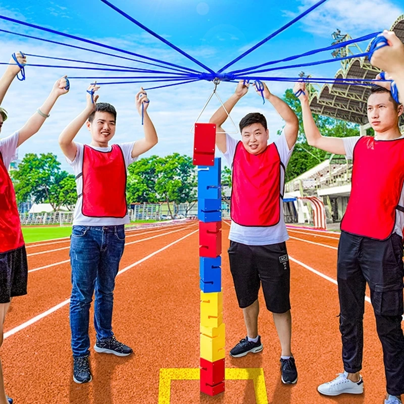 เด็กกลางแจ้งทีมเกม Props ของเล่นเด็ก Collaborate To Build Towers โรงเรียนอนุบาล Sensory อุปกรณ์การสร้างทีมกีฬา