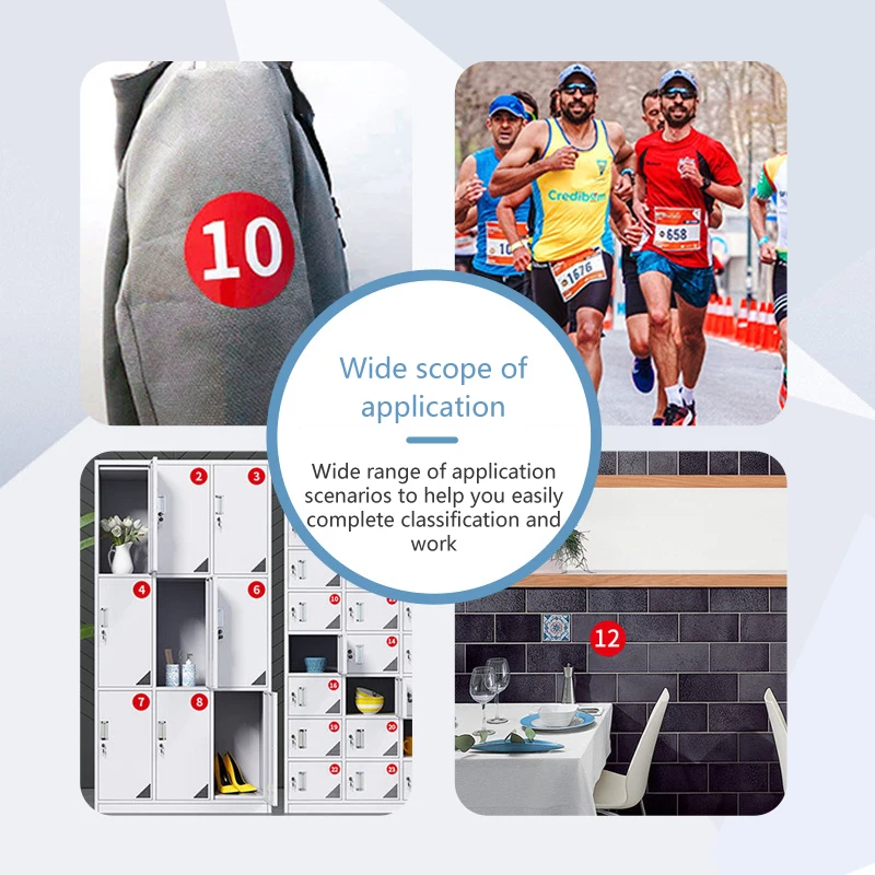 4Sheets Waterproof 1-200 Serial Consecutive Numbered Labels Self-adhesive PVC Round Number Sticker