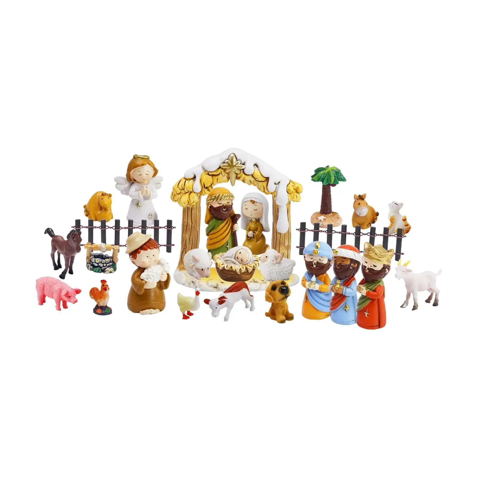 24 Pcs Christmas Nativity Scene Advent Calendar Set Indoor Toy Handmade Traditional Figurine for Kids Teens Boys Toddler Girls