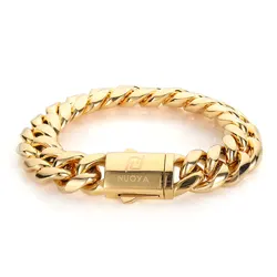 Biżuteria Hip Hop Rock Bezpłatne niestandardowe logo Nazwa Miami Cuban Link Bransoletka ze stali nierdzewnej dla mężczyzn Drop Shipping