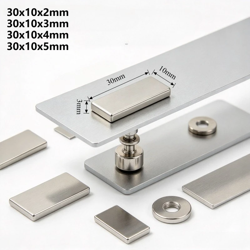 30x10x2 30x10x3 30x10x4 30x10x5mm N35 Rectangular Block Neodymium Magnet for DIY Home Decor Fridge Industrial