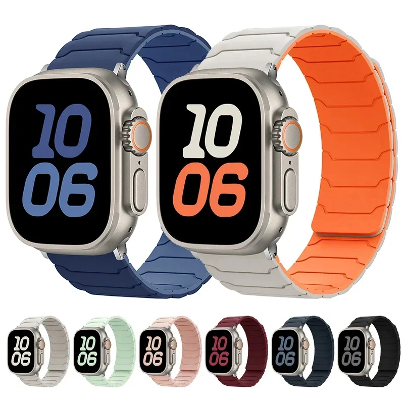 حزام مغناطيسي لساعة أبل باند ، سوار سيليكون ، سلسلة i8 SE 6 8 8 7 9 10 الترا 2 ، 40 ، 45 ، 46 ، 44 ساعة ، 41