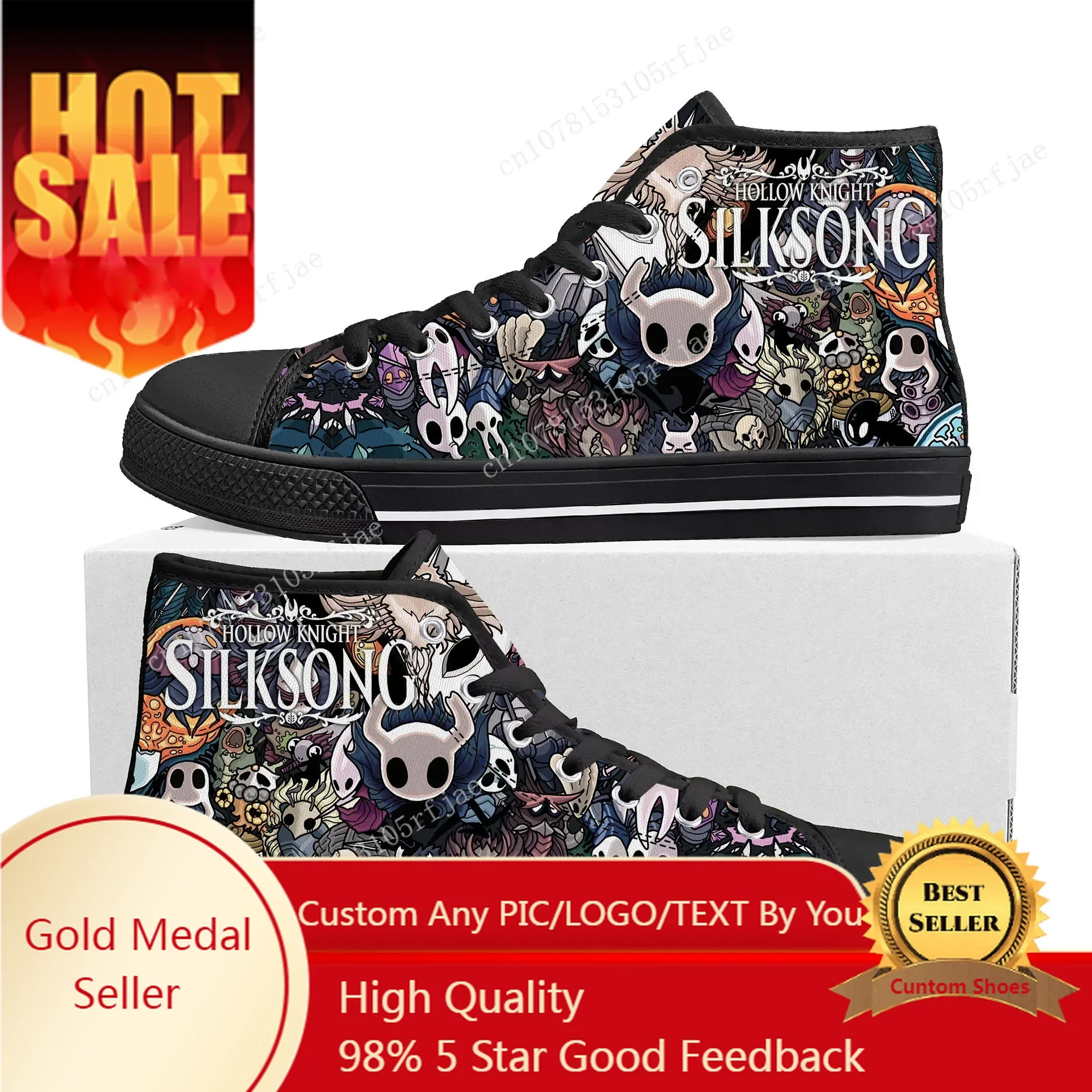 

Cartoon Game Ghost Hollow Knight High Top Sneakers Mens Womens Teenager High Quality Canvas Sneaker Custom Built Couple Shoes