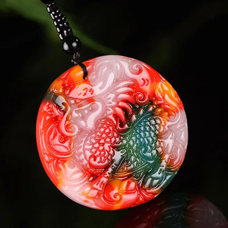 Caiyu Qilin pendant, natural jade, five colored Yujinbao pendant, seven colored jade, men's and women's styles