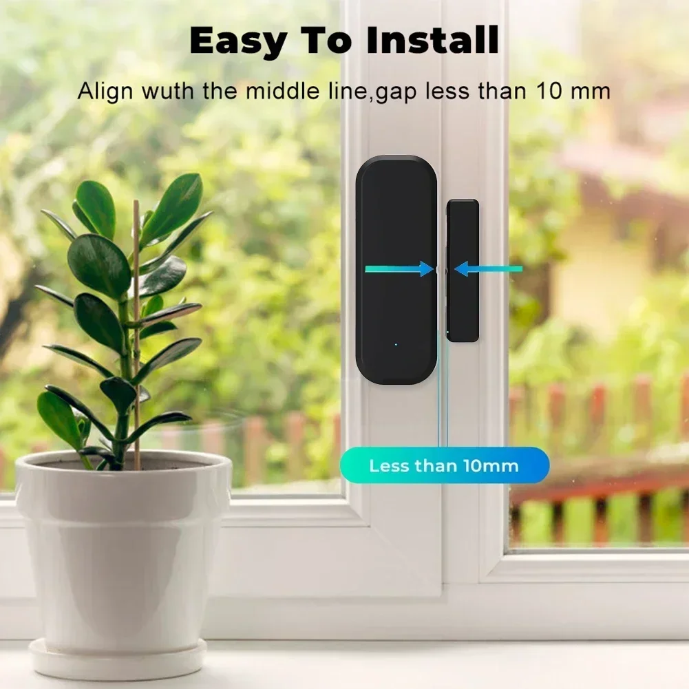 Sensor de puerta WiFi, Sensor de ventana, Detector de puerta inalámbrico inteligente para hogar, Control por aplicación remota para accesorios para el hogar Alexa