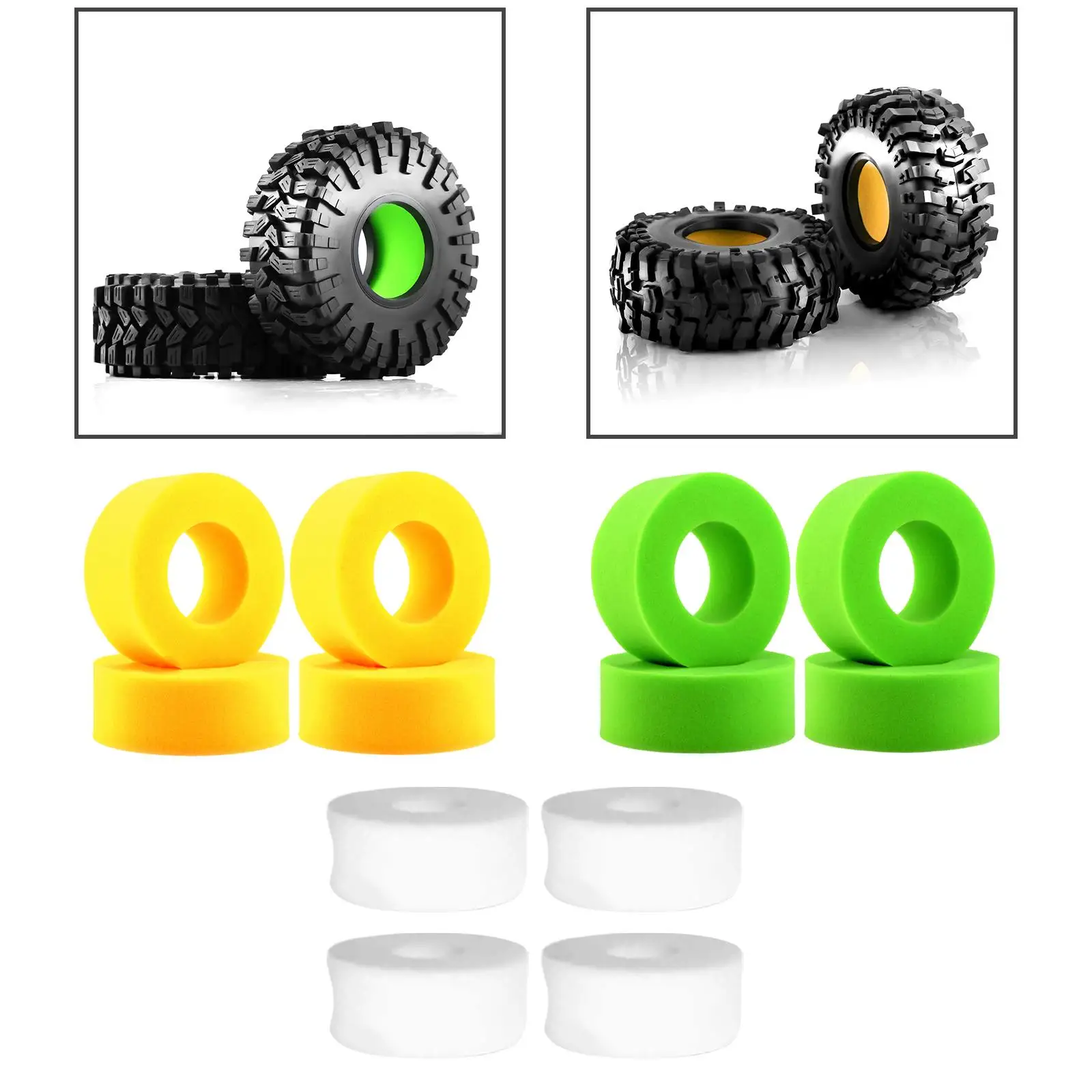 

4 шт. 1,9-дюймовые губчатые вставки для шин, поролоновые вставки для шин радиоуправляемых моделей, для грузовиков SCX10, моделей автомобилей и хобби-машин