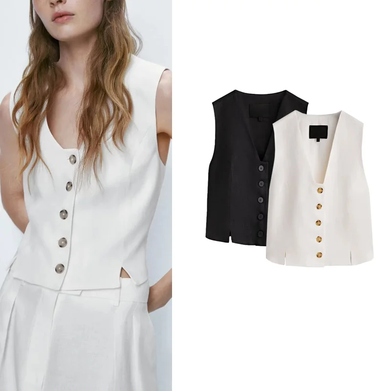 

MD Women's ort Single-Button V-Ne Svel Casual Commute Suit Vest Faionable Commute Sle Polyester Fiber 00%