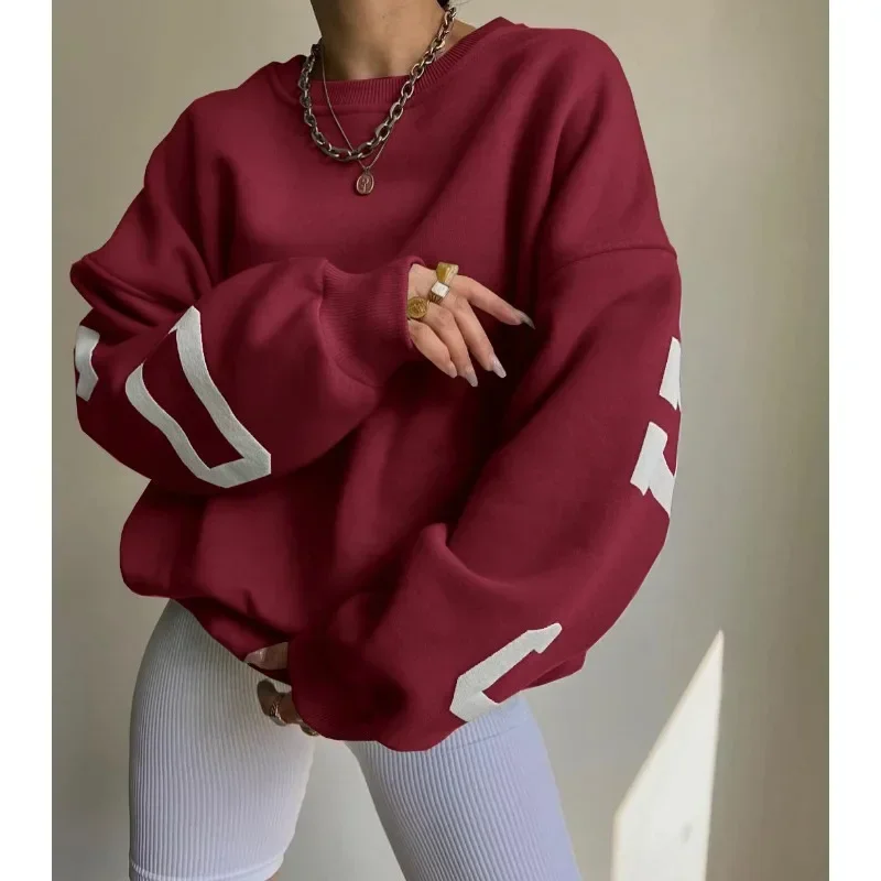 Long Sleeve Sweatshirt O-neck Letter Printing Trend Casual Sweatshirts Women Loose Fashion Top Hoodies Y2K Autumn Pullovers