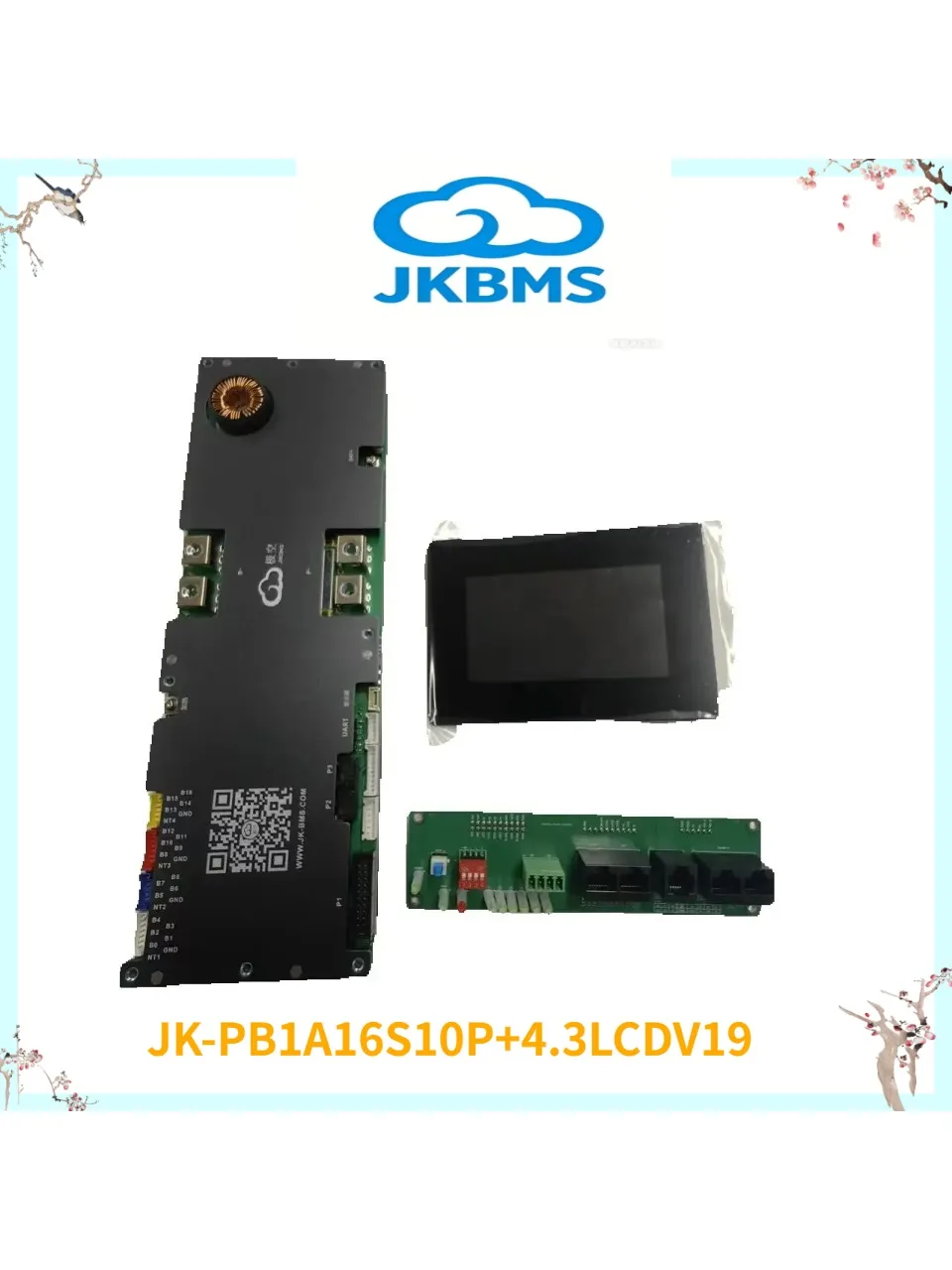 JK Inverter BMS JK-PB1A16S10P+ 4.3LCD Active Balance Current 1A16S 24V 48V LiFePo4 Li-Ion Battery 100A Household Energy TaiChang