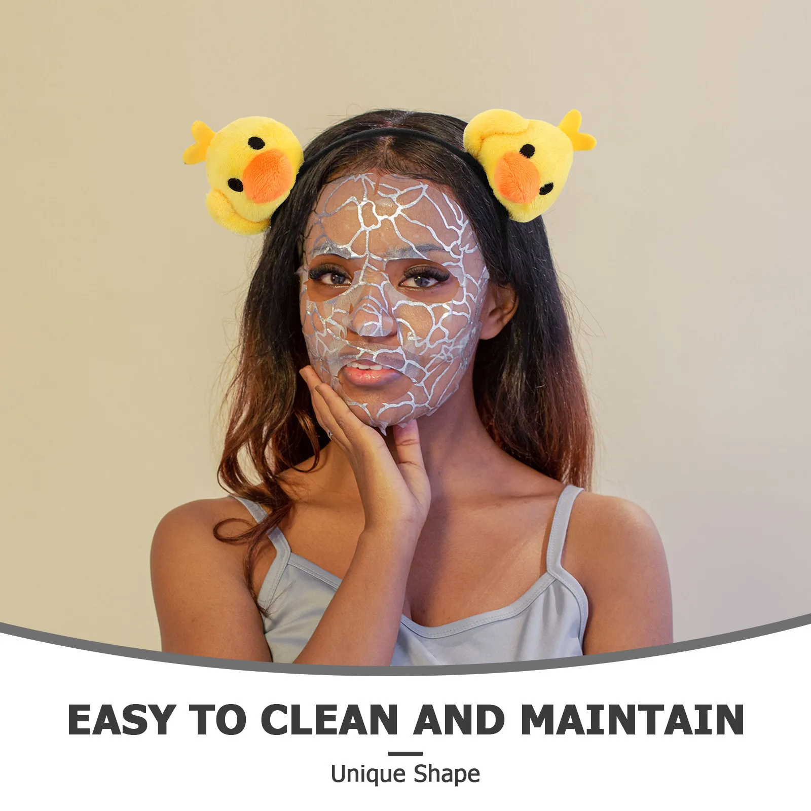 Faixa de Cabelo de Pato Amarelo Fofo em Desenho Animado, Macia e Confortável, para Lavar o Rosto, Maquiagem e Banho, Acessório de Cabelo Kawaii