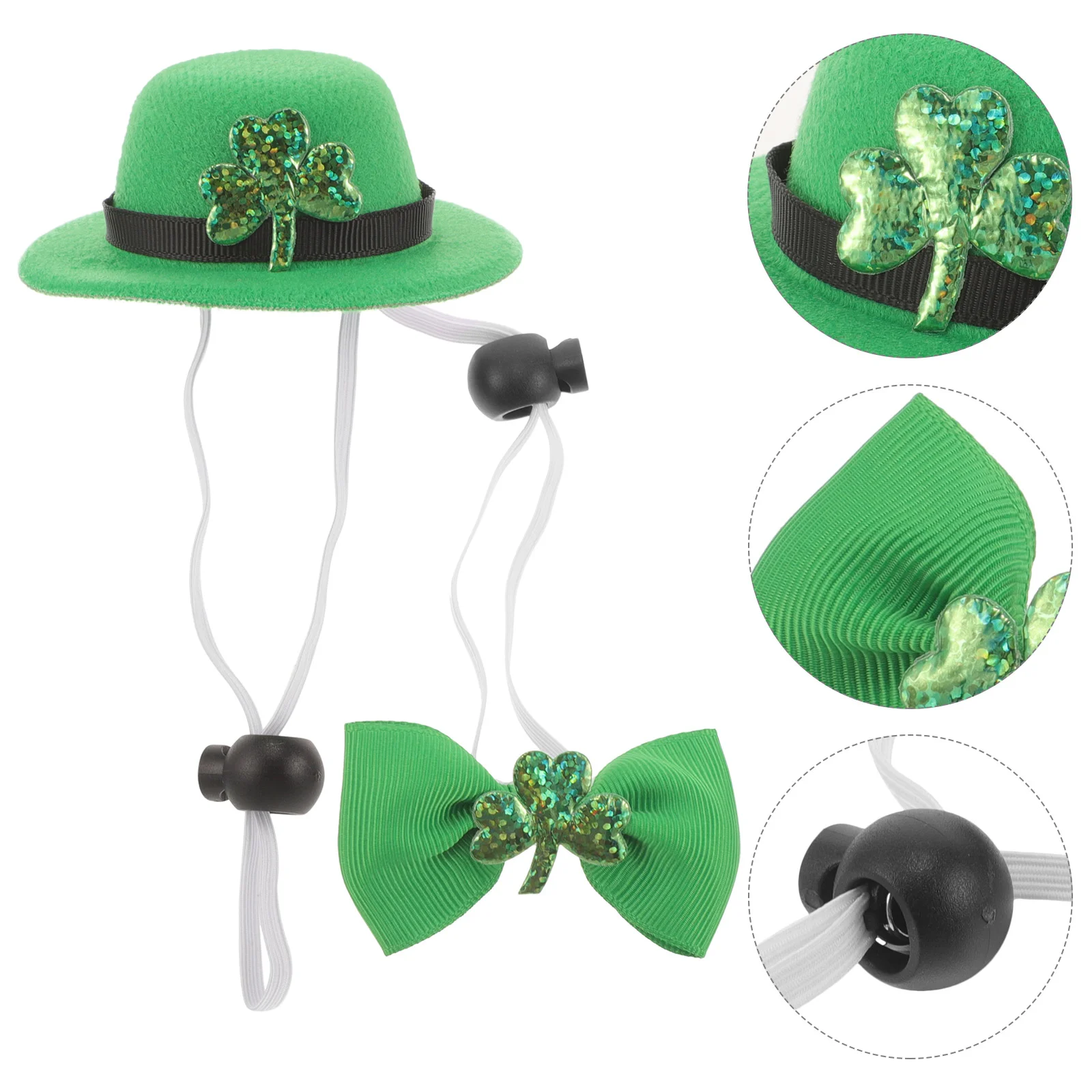 1 Piece Pet Hat Tie Set St Patricks Day Dog Collar Bow Small Polyester Irish Party Dog Top Hat Cute Shamrock Accessories