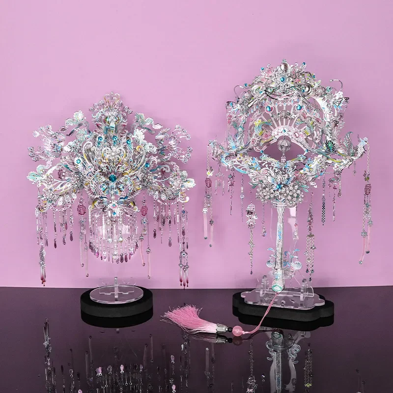 Gangda Shili Hongzhuang Diancui Fengguan Xi Fan 3d three-dimensional metal assembly model Guofeng wedding gift female