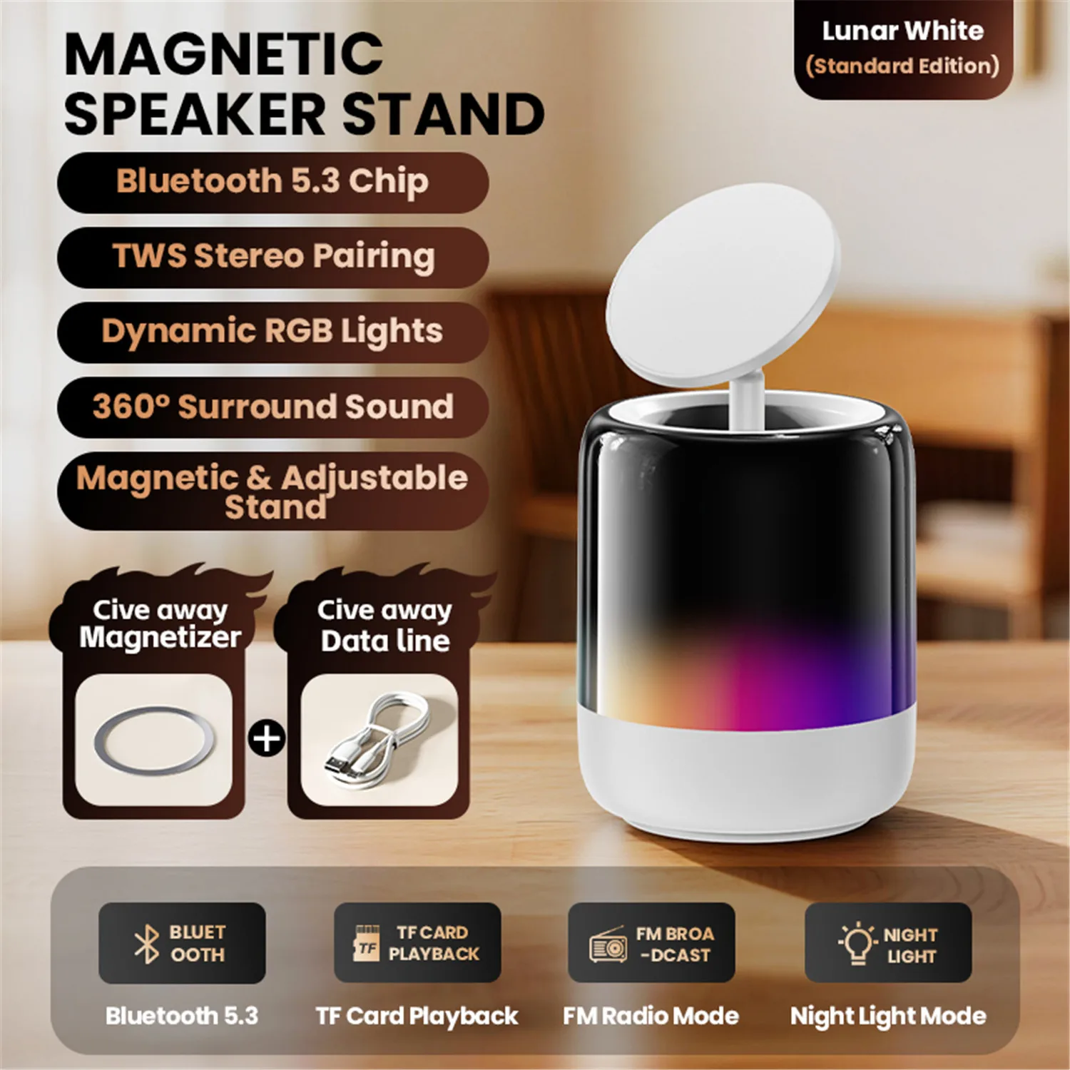 Q28Pro Magnetic Stand Desktop Telescopic Stand Outdoor Multi-Function Rotating Magnetic Speaker Stand 1pc/2pc set