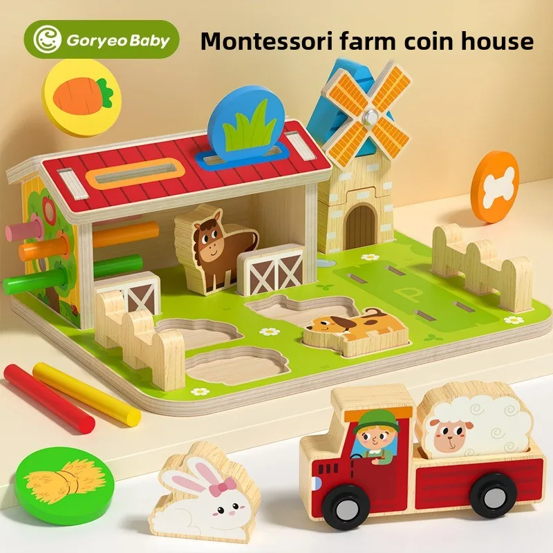 Kids Wooden Logical Thinking Game Farm Animal Scene Puzzles Build Matching Game Imagination Training Montessori Educational Toy