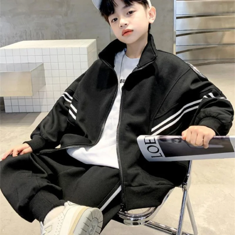 

Boys Coat +Pants Kids Suits 2PCS/Set Cotton 2024 Black Spring Autumn Cotton Tracksuit Sport Christmas Gift Children Clothing