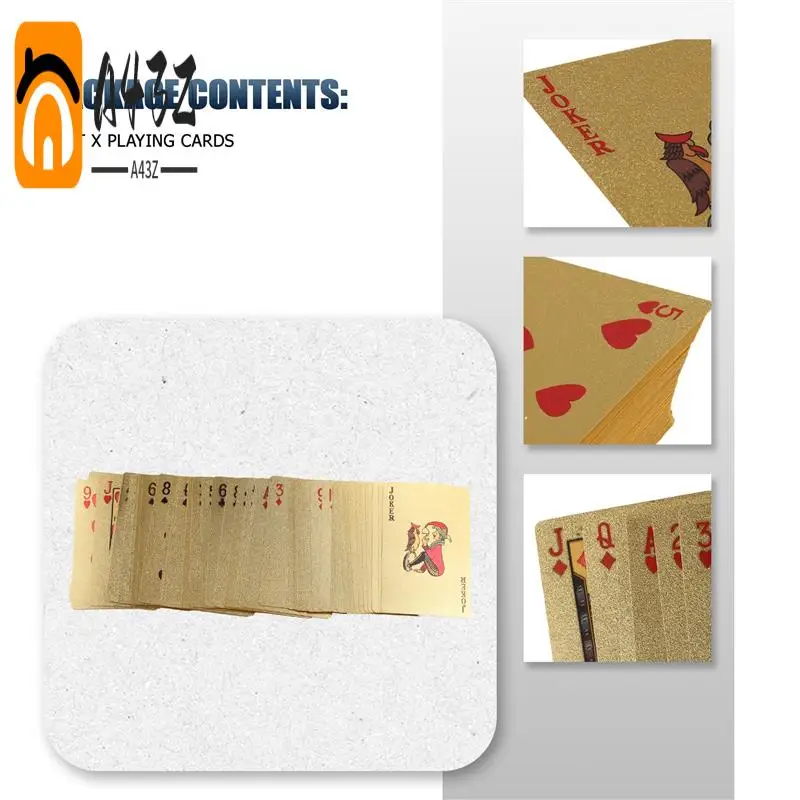 

A43Z-24K Gold Playing Cards Plastic Poker Game Deck Foil Pokers Pack Magic Cards Waterproof Card