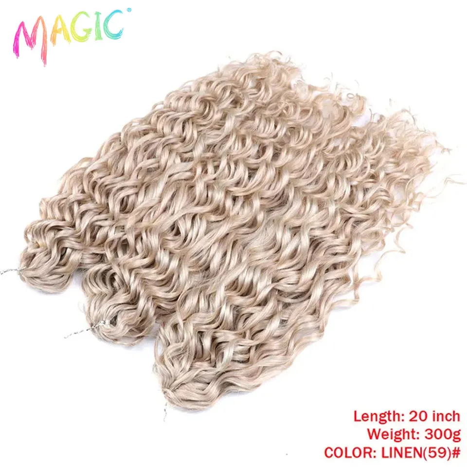 Magic Ombre Water Wave Häkelhaarverlängerungen, 20 Zoll, synthetisches lockiges Flechthaar, 3 Stück, braun, blond, Ombre für schwarze Frauen – Detail 10