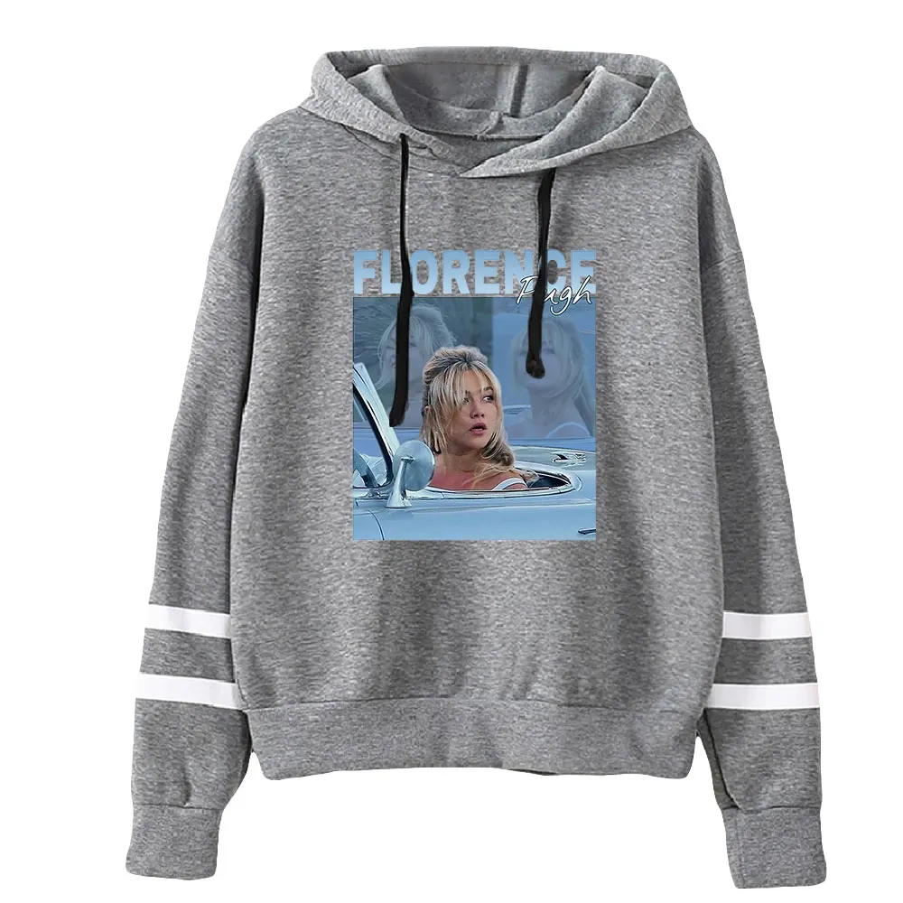 Florence Pugh Sudadera con capucha de cocina con FLO Merch sin bolsillo barras paralelas manga mujeres hombres Sudadera con capucha 2023 ropa divertida