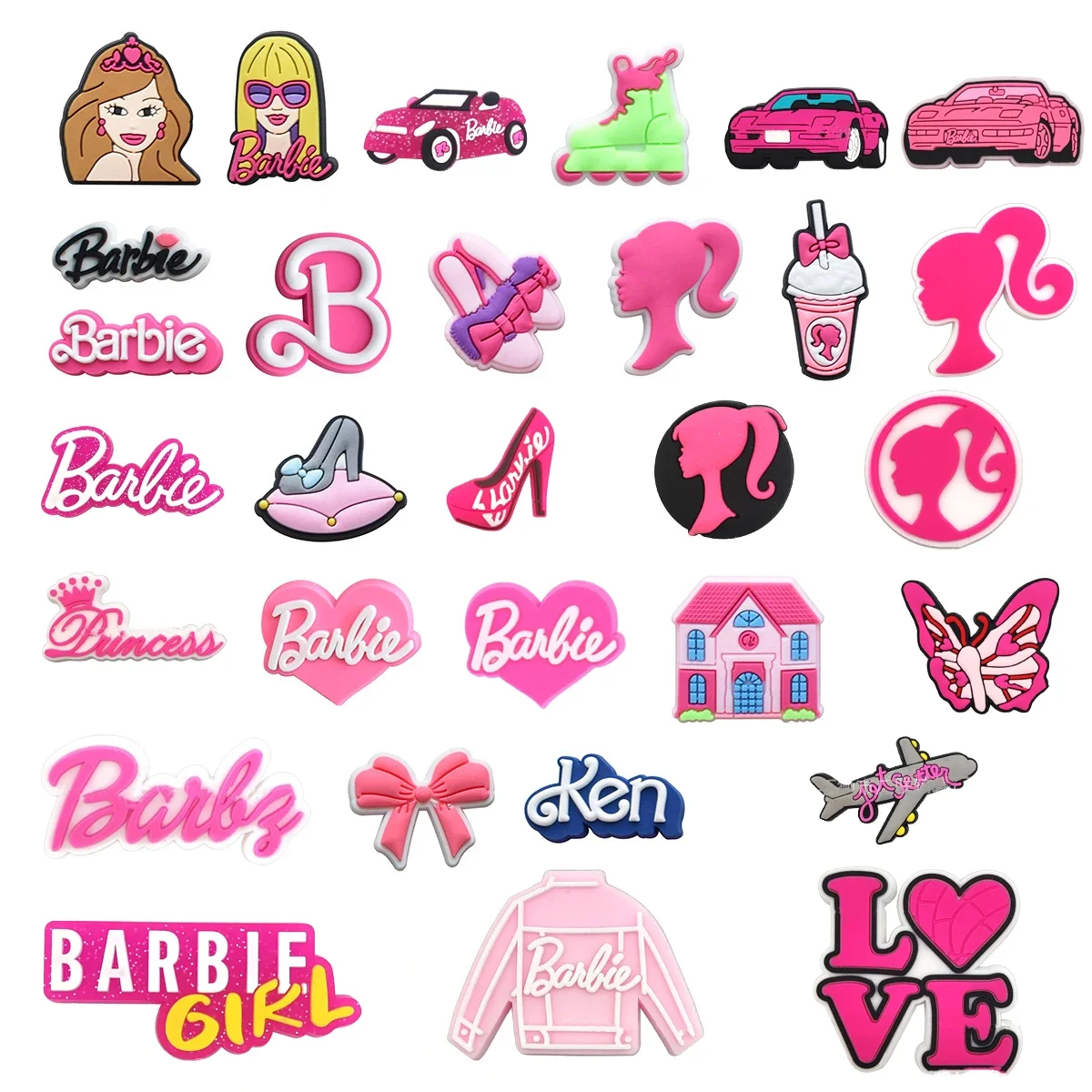 New Barbies Trend Crocsed Shoe Buckle Pink Girl PVC Accessories Fashion Accessories Variety of Charming Cartoon Characters 2024