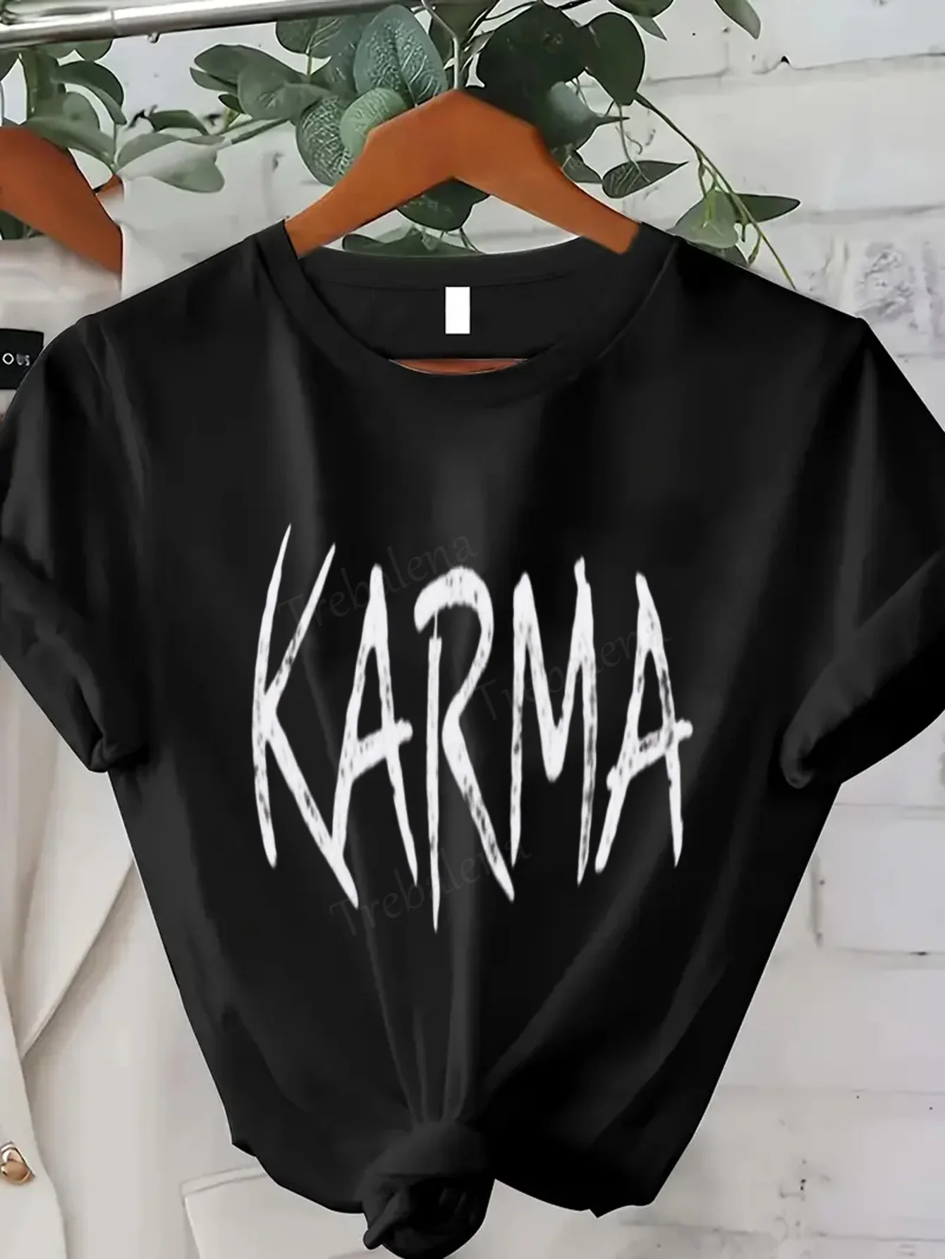

Women T-shirt Karma Print Oversized T-Shirt for Women, Casual Streetwear Style