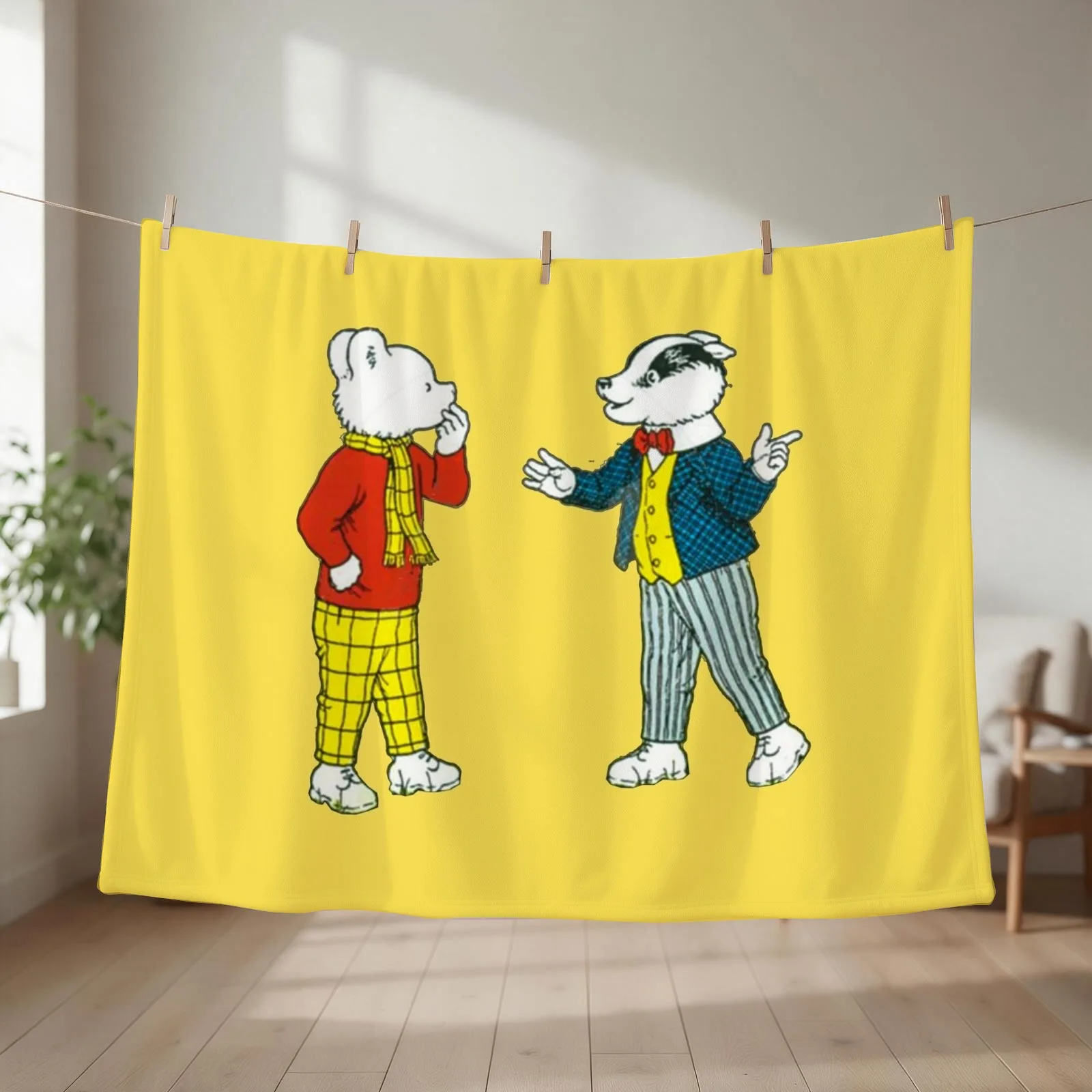 Rupert bear and bill badger Throw Blanket Multi-Purpose Luxury St Soft Plaid Extra Large Throw Blankets