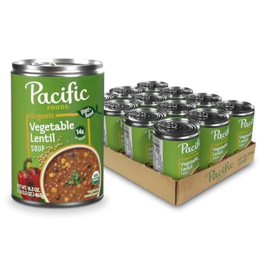

Pacific Foods Organic Vegetable Lentil Soup Plant Based Can Case of 12