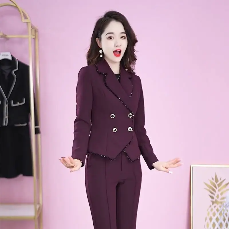 Set High-end Temperament Small Suit Two-piece Spring Outfit 2023 New Professional Outfit Slimming Fashion Set for Women