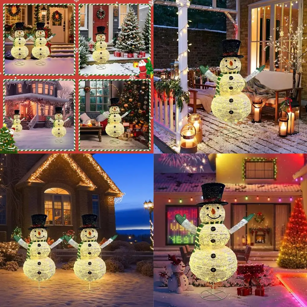 

48 Tall Collapsible LED Snowman with 100 Lights - Outdoor Holiday Decor for Christmas, New Year, Winter